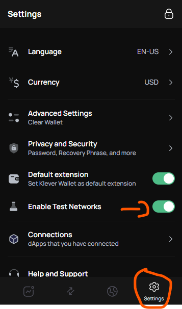 Enable Testnet Balance 1